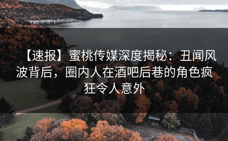 【速报】蜜桃传媒深度揭秘：丑闻风波背后，圈内人在酒吧后巷的角色疯狂令人意外