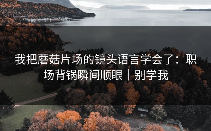 我把蘑菇片场的镜头语言学会了：职场背锅瞬间顺眼｜别学我